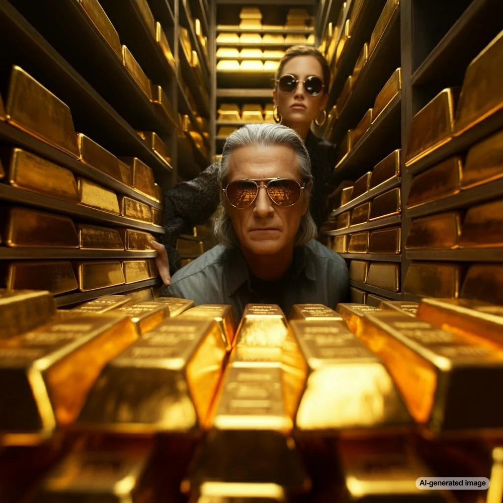 A collection of gold jewelry and bullion representing gold ownership in the U.S.