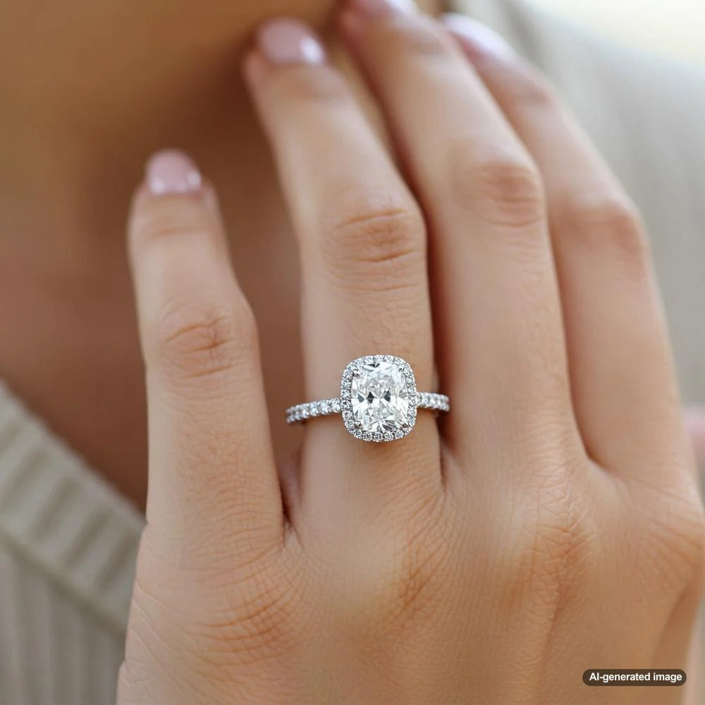 Lab grown diamonds sparkling in a jewelry display at Robinson's Jewelers