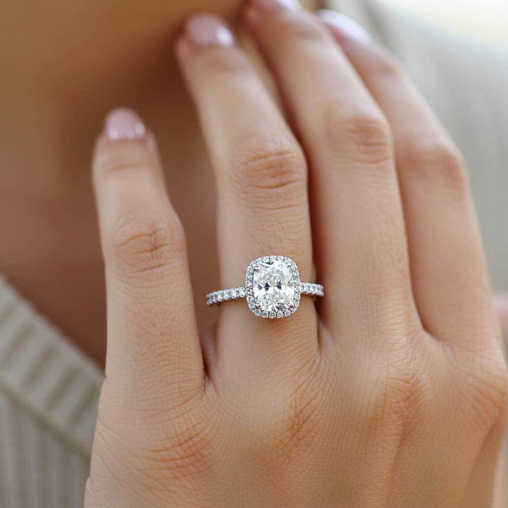 Lab grown diamonds sparkling in a jewelry display at Robinson's Jewelers