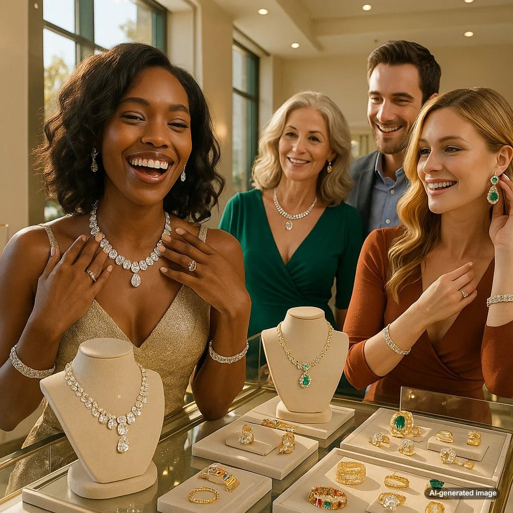 Social media apps on a phone showcasing stunning high jewelry pieces from Robinson's Jewelers collections