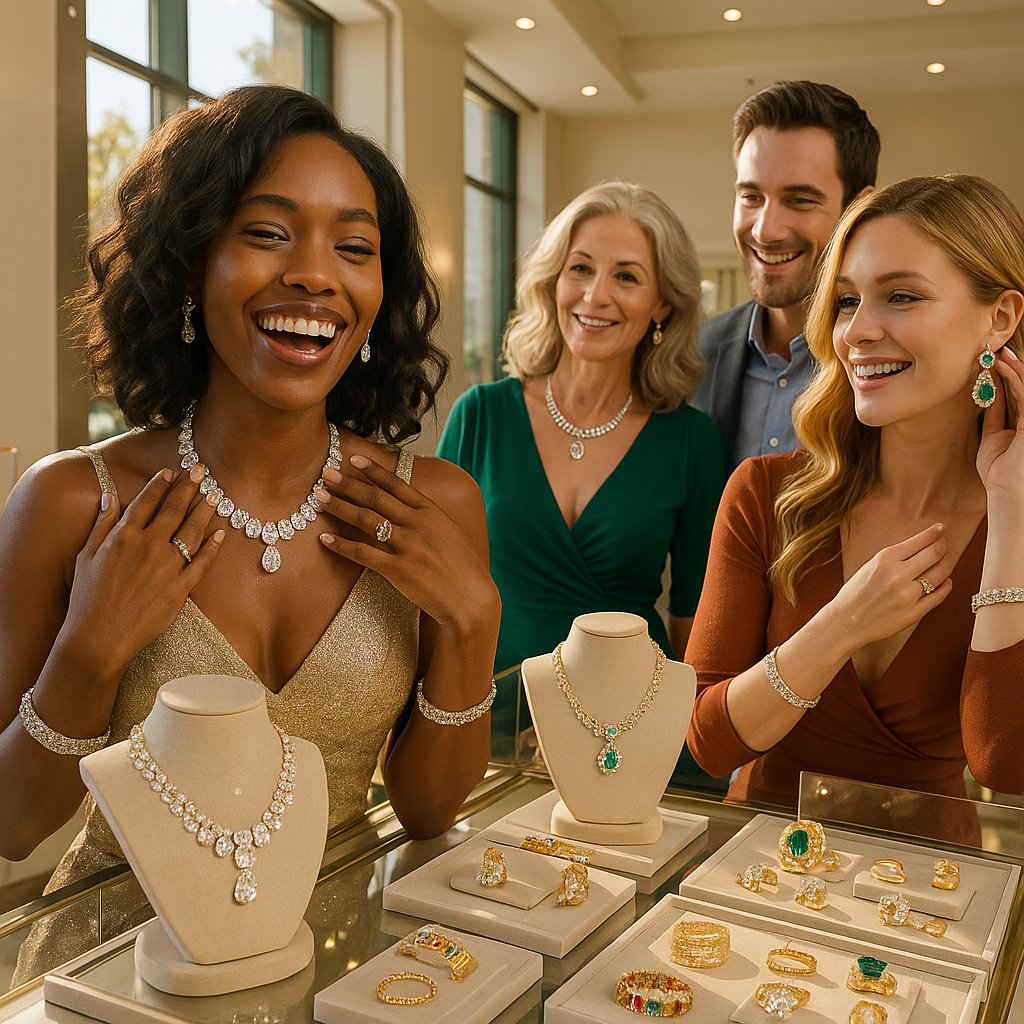 Social media apps on a phone showcasing stunning high jewelry pieces from Robinson's Jewelers collections