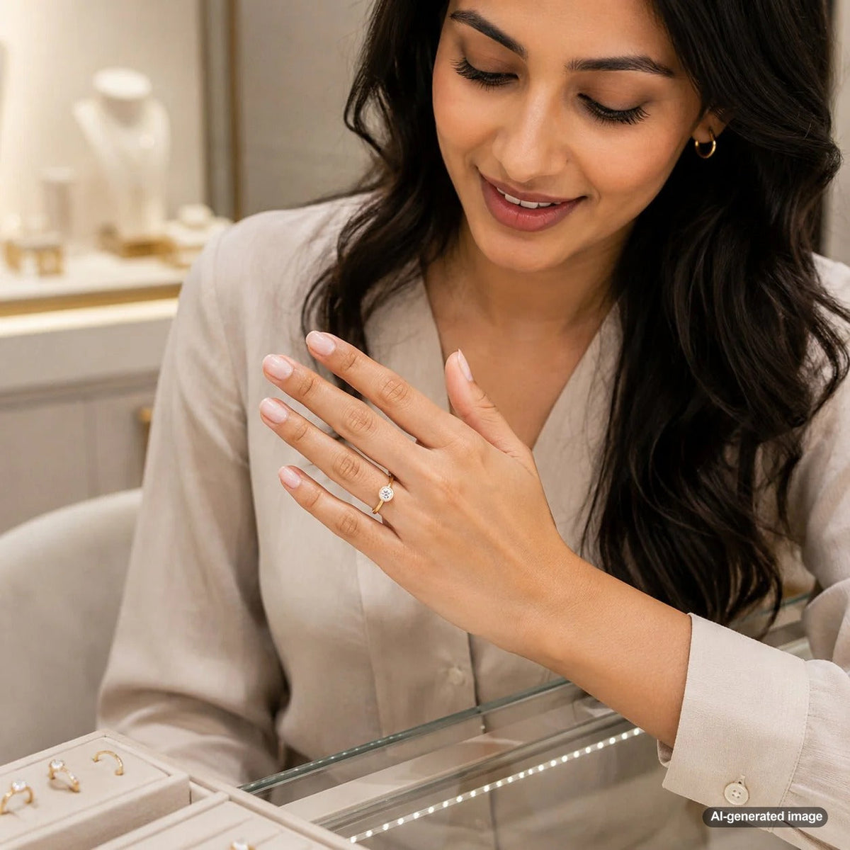 A low-maintenance ring style featuring a sleek bezel-set diamond on a polished platinum band from Robinson's Jewelers.