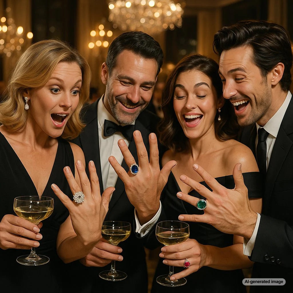 A stunning collection of statement cocktail rings from Robinson's Jewelers featuring diamonds and colored gemstones