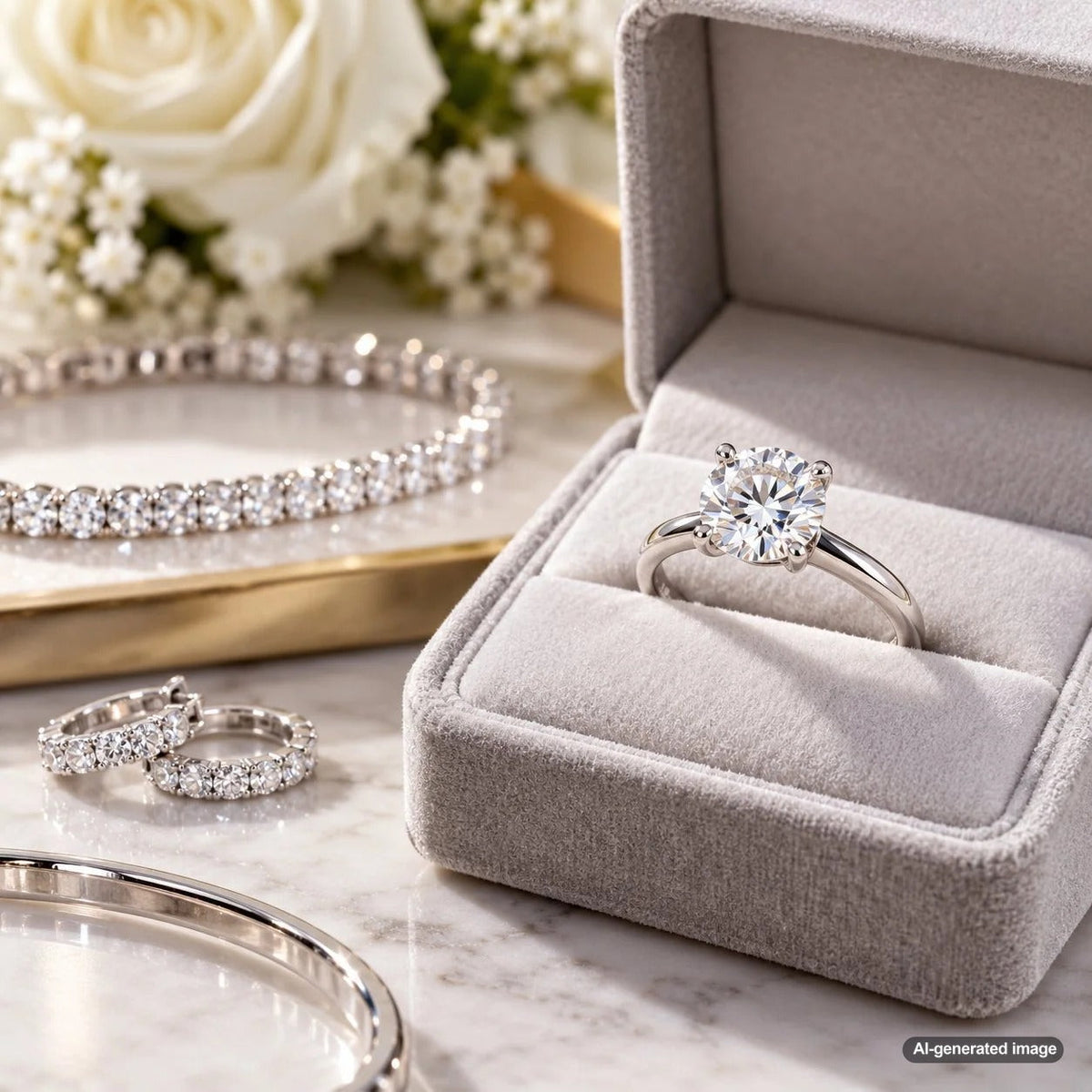 Elegant engagement ring inspiration for someone who wears mostly white gold jewelry, featuring a timeless diamond ring design