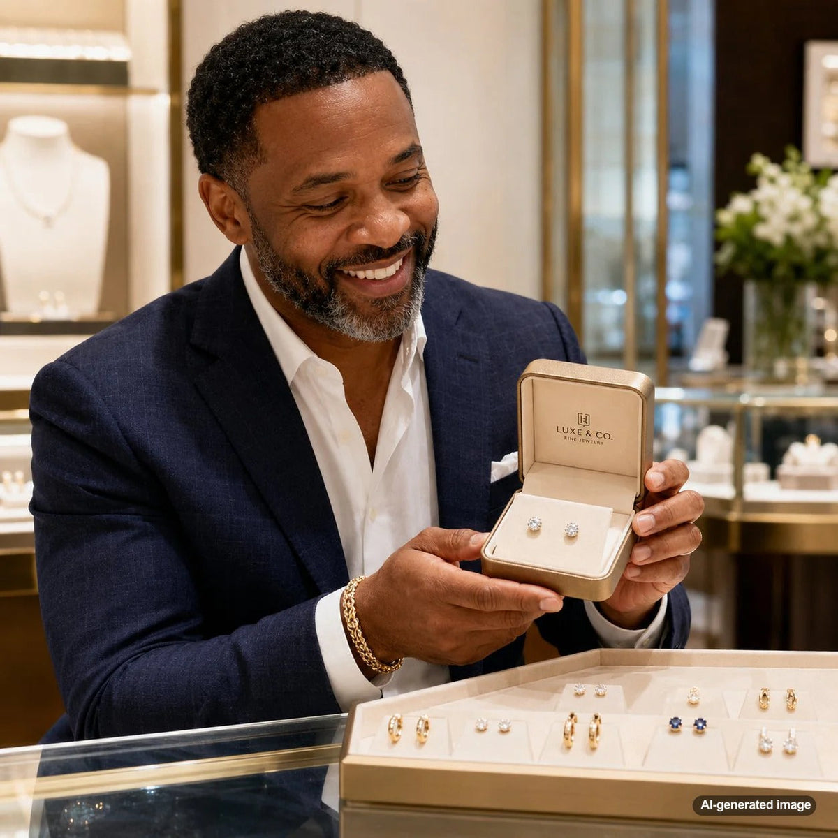 Woman wearing comfortable stud earrings and smiling, representing all-day earring comfort tips