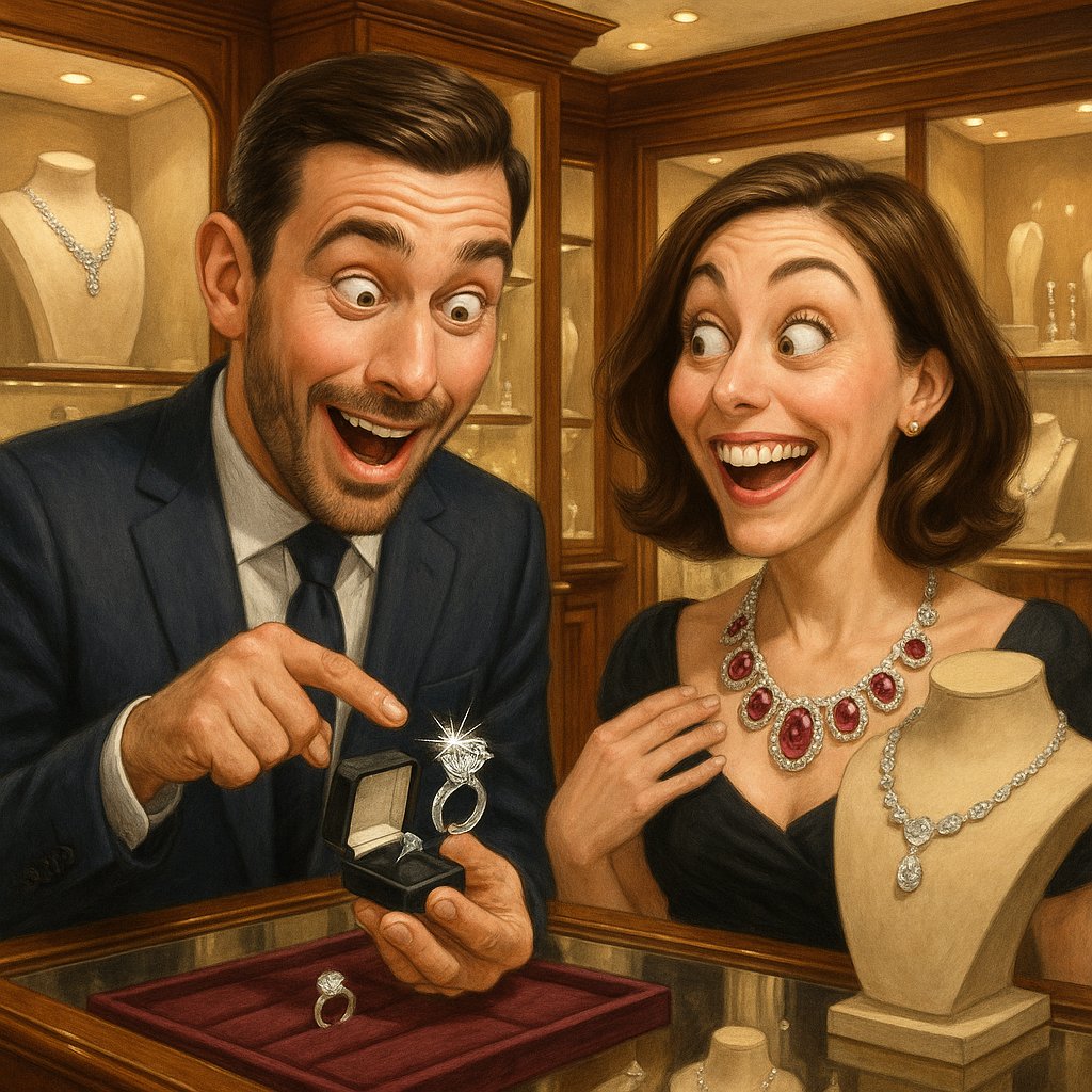 Elegant couple's jewelry selection featuring matching rings and bracelets