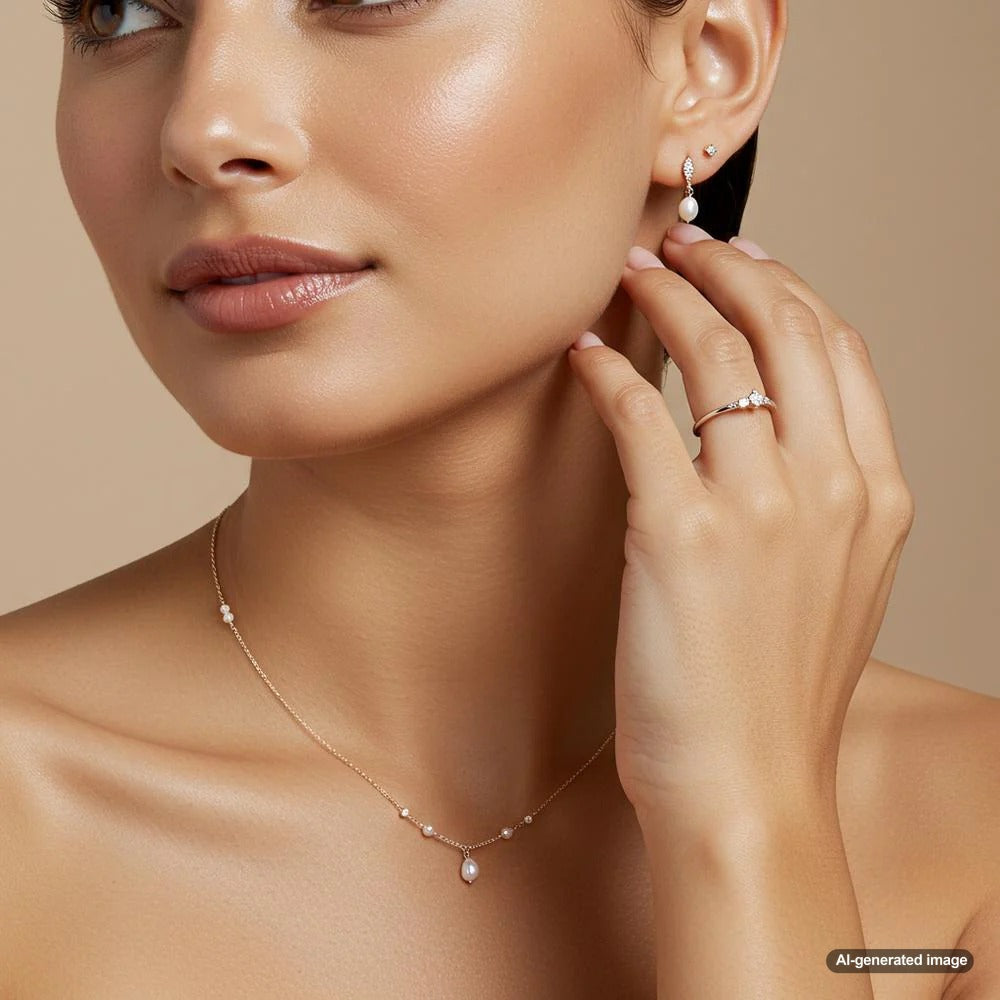 A selection of jewelry pieces displayed on various skin tones, showcasing the best matches for warm, cool, and neutral complexions.