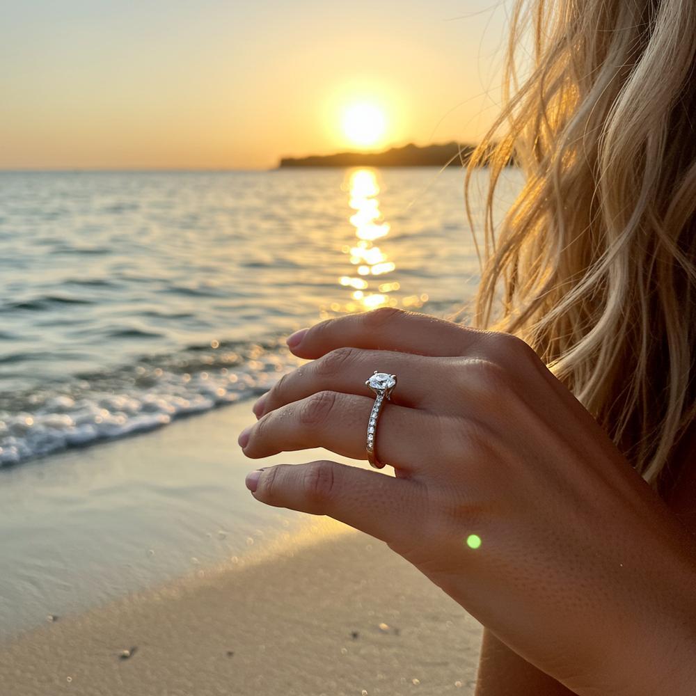 Close-up of a brilliant cut diamond showing exceptional sparkle and fire