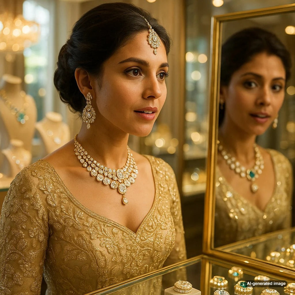 Elegant bridal jewelry selection featuring diamond earrings, pearl necklaces, and sparkling bracelets for the perfect wedding day look