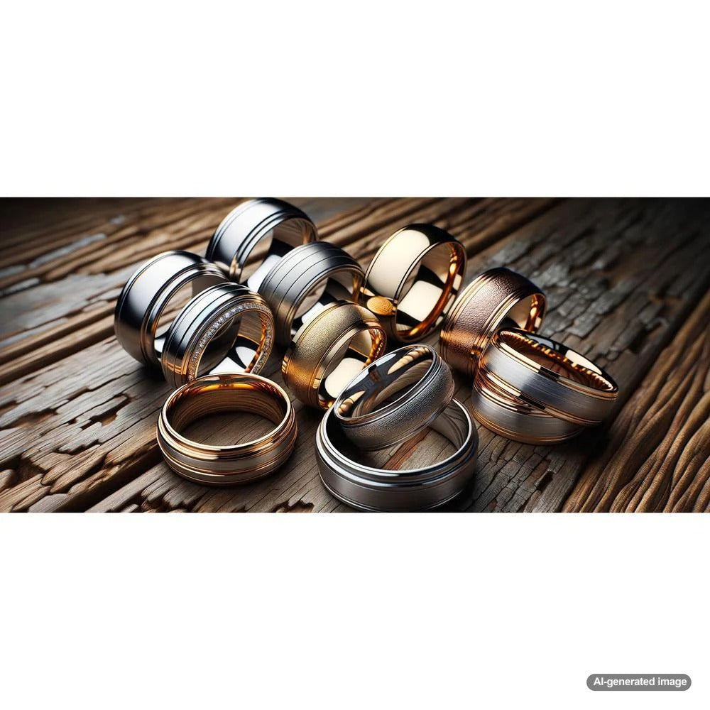 A sleek men's wedding band in platinum with a brushed finish, resting on a velvet ring box