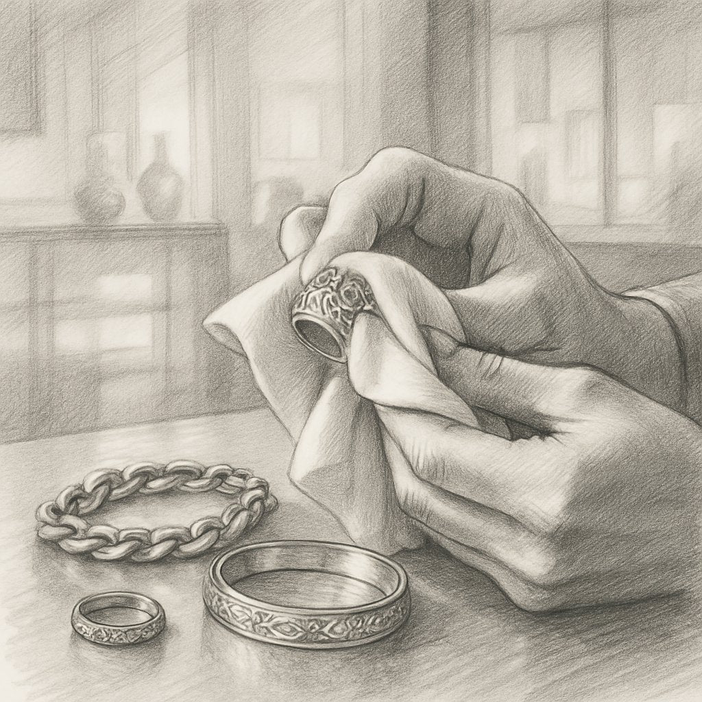 Before and after comparison of silver jewelry cleaning with homemade methods