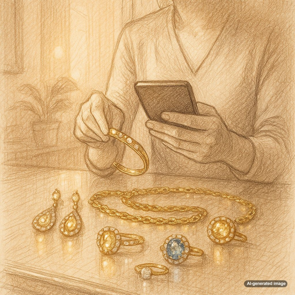 A beautifully arranged collection of fine jewelry including rings, necklaces, and bracelets on a velvet surface for insurance documentation