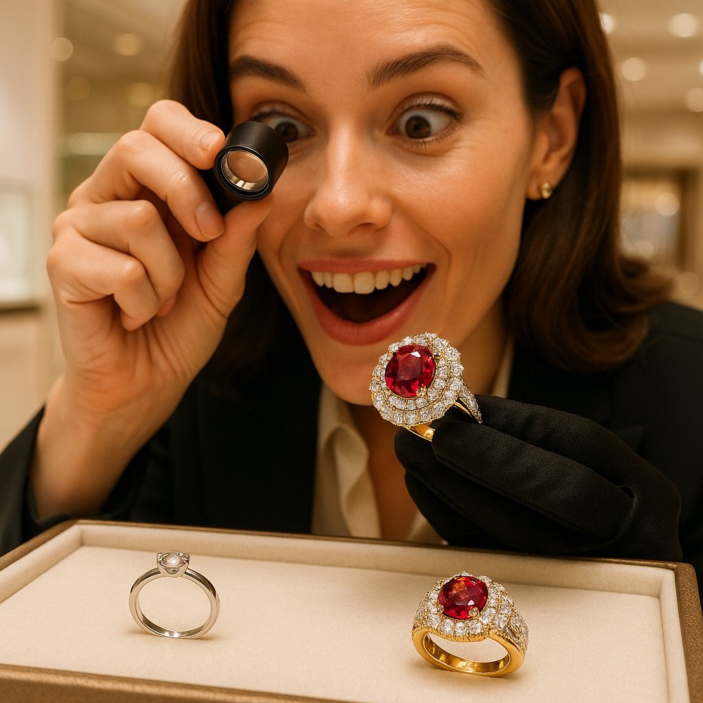 Close-up comparison showing the fine details of an original designer ring versus a mass-produced replica ring