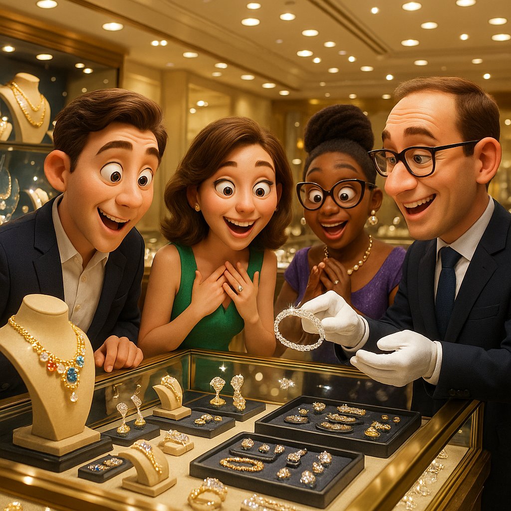 Beautiful jewelry collection featuring rings, necklaces and earrings displayed elegantly