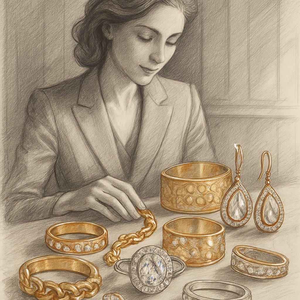 Elegant mixed metal jewelry featuring gold, silver, and rose gold pieces layered together