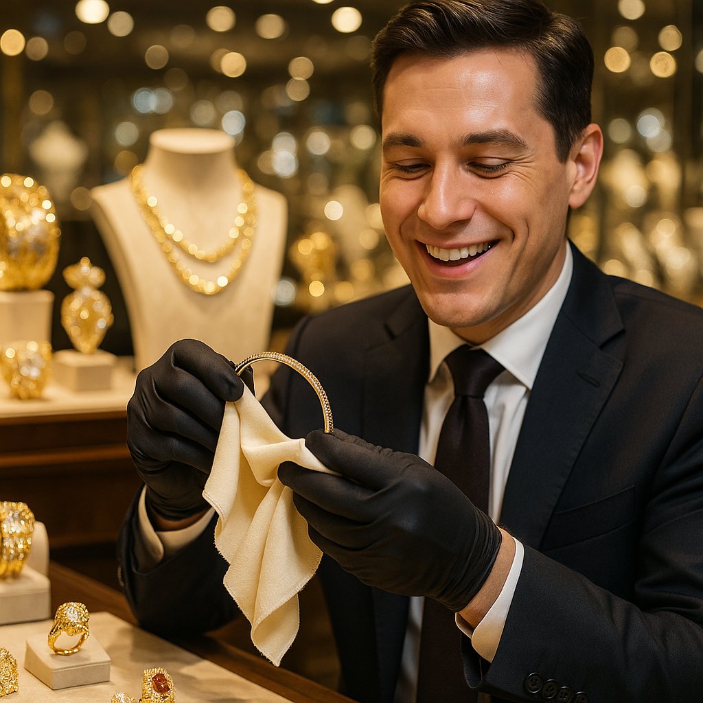 Close-up view of a soft-bristled brush gently cleaning lotion residue from an intricate diamond ring setting.