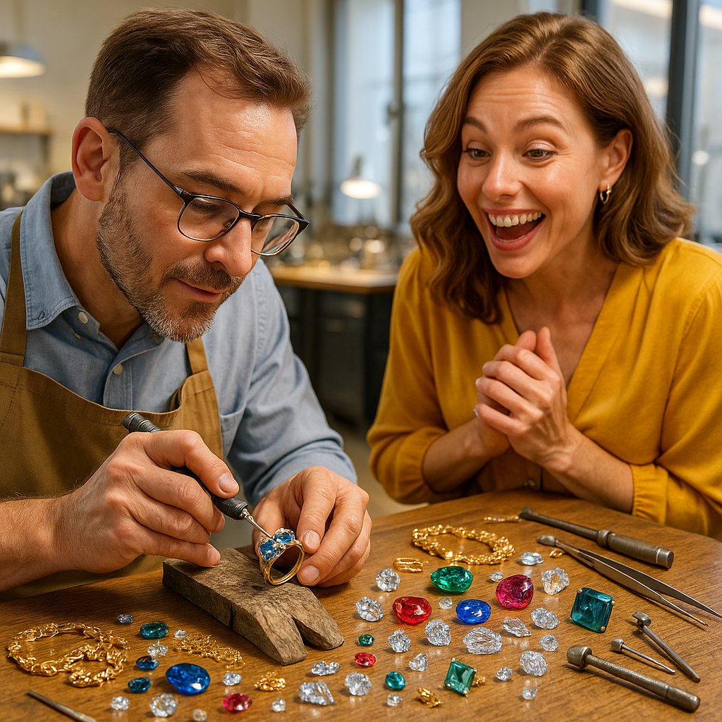 A modern diamond pendant necklace created from a repurposed heirloom stone, resting on a velvet surface at Robinson's Jewelers