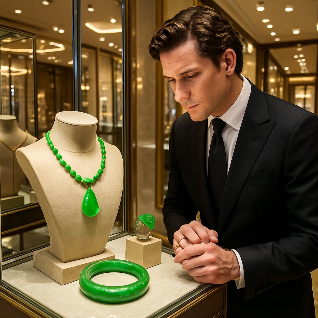 Stunning collection of high-quality jadeite jade pieces showing variations in color, texture and transparency