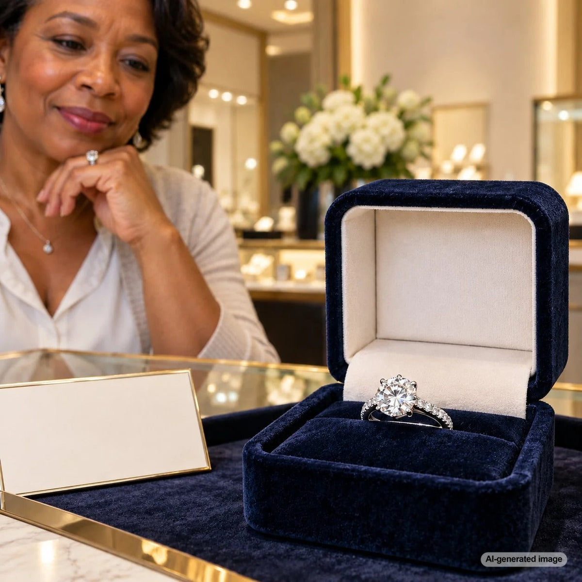 Inherited diamond ring being evaluated for resale without the original purchase receipt