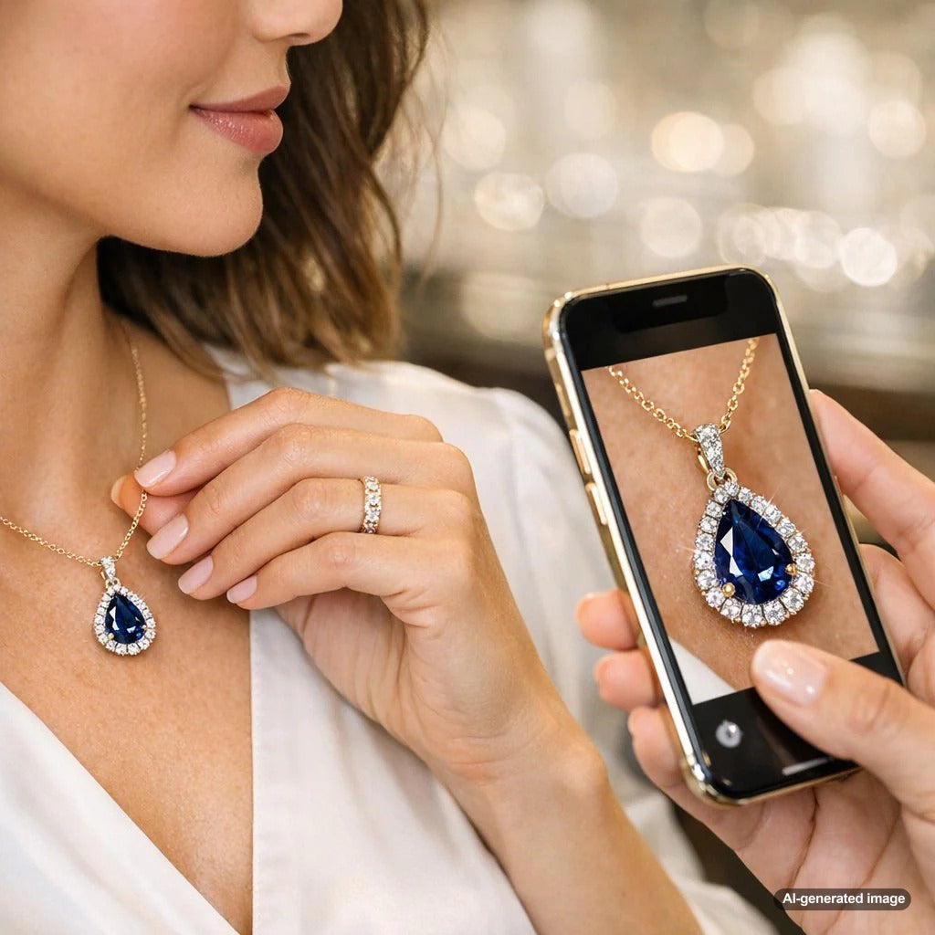 A stunning macro close-up shot of a sparkling diamond ring on a smartphone screen, showing detailed gemstone facets.