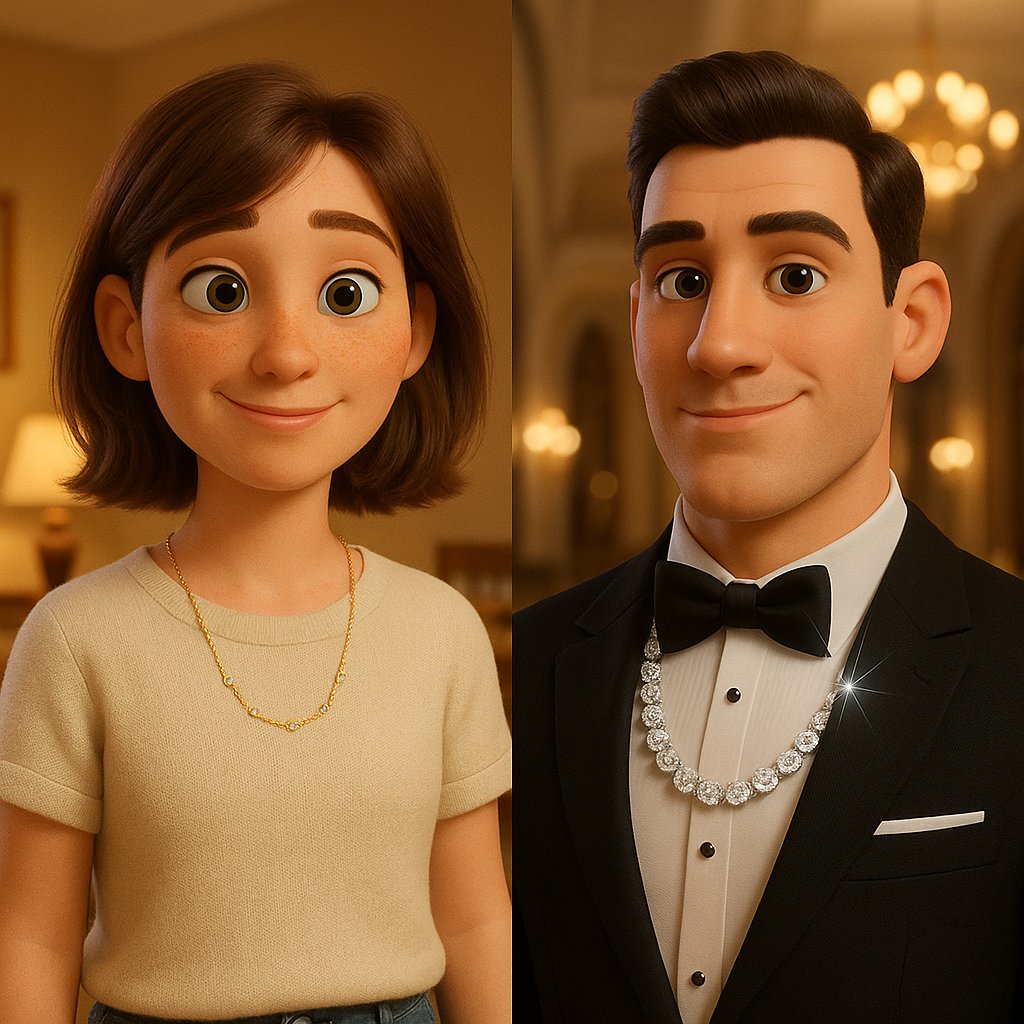 Stylish woman wearing both casual and formal chain necklaces from Robinson's Jewelers