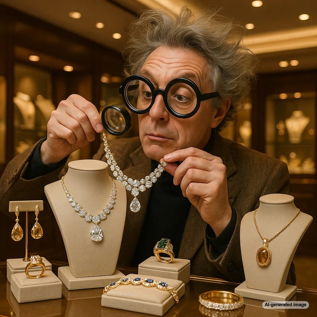 Close-up of vintage and modern jewelry pieces with potential to become valuable collector's items