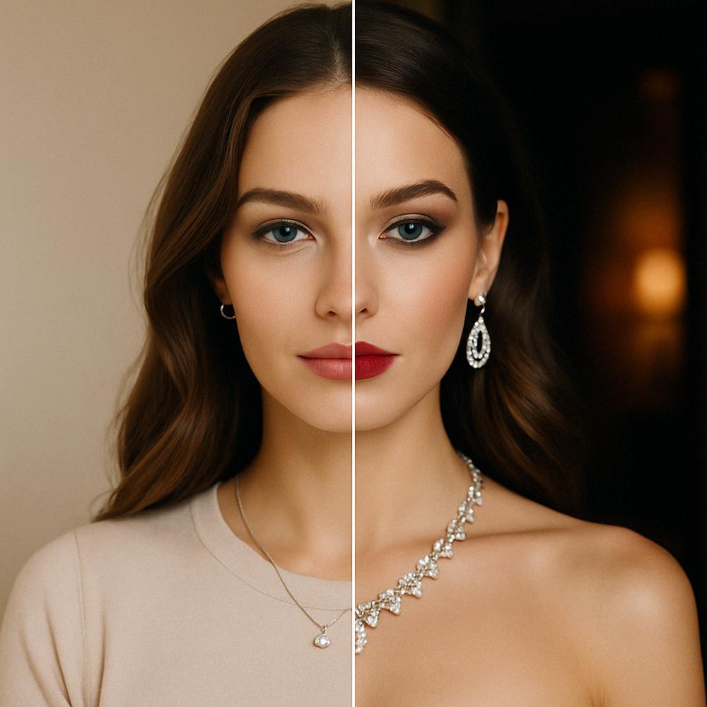 Elegant jewelry transition from daytime to nighttime glam
