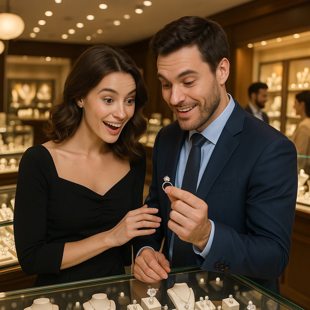 A woman's hand with a stunning upgraded diamond anniversary ring stack, featuring a larger center stone and additional diamond bands, symbolizing growth and celebration.