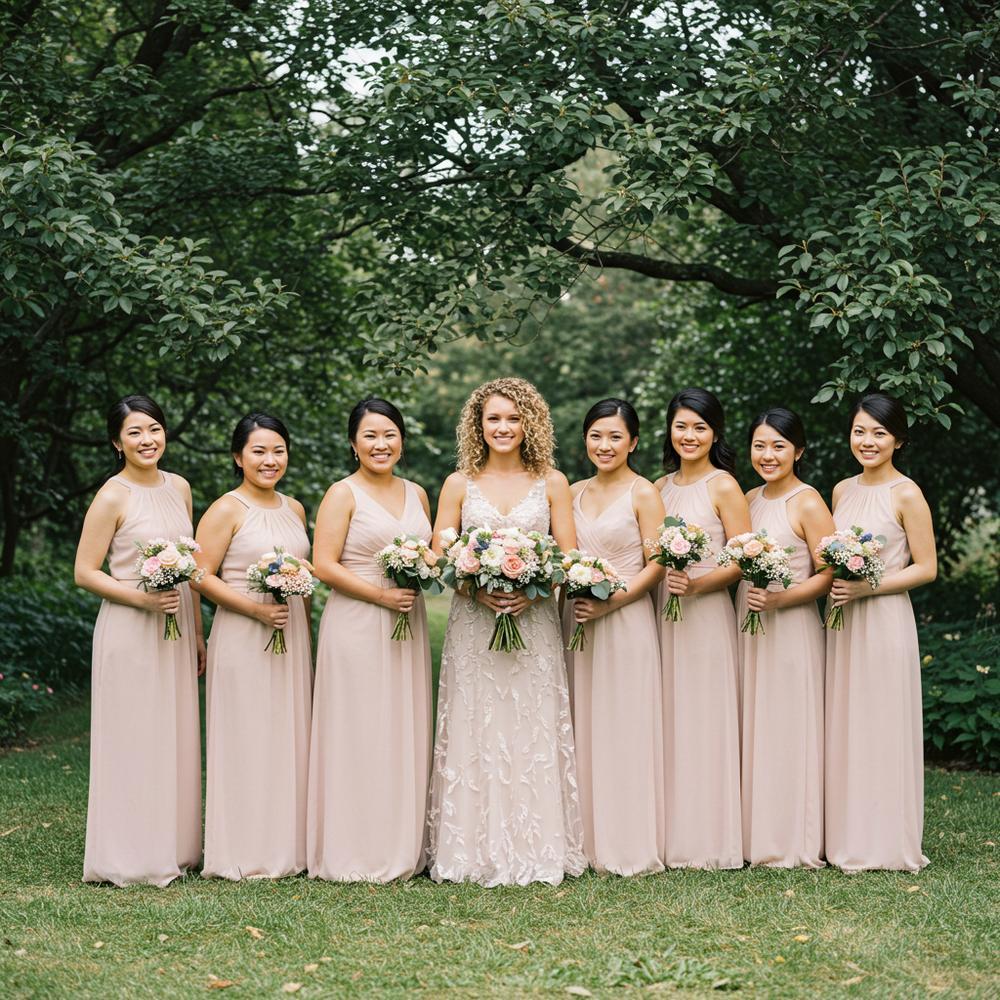 Match Bridesmaid Maid Of Honor Wearing A Different Dress Wedding