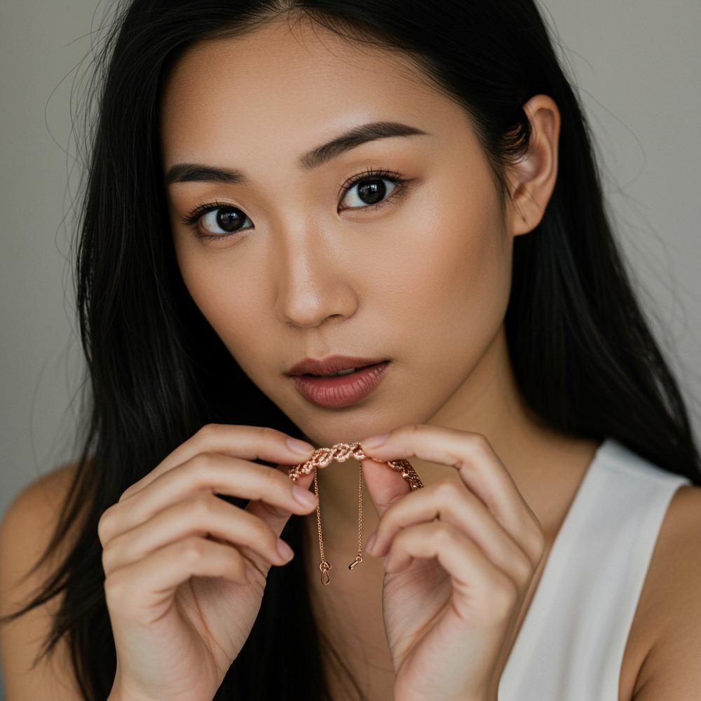 Elegant rose gold ring with diamonds on a velvet background
