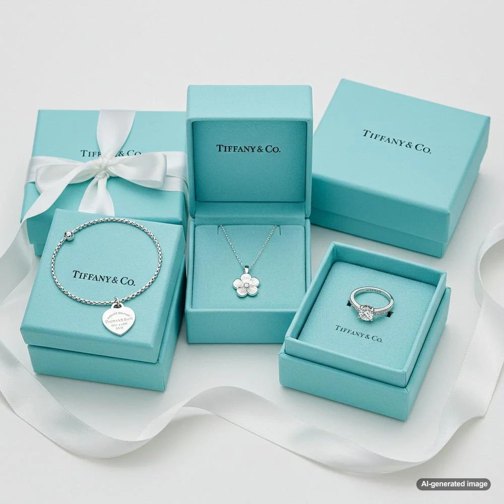 Elegant Tiffany blue box with a diamond ring inside, symbolizing luxury and fine jewelry
