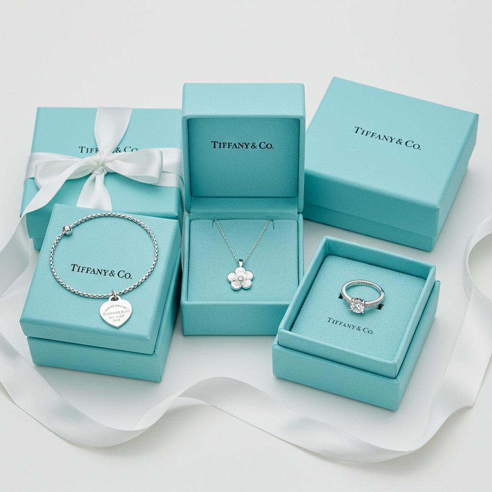 Elegant Tiffany blue box with a diamond ring inside, symbolizing luxury and fine jewelry