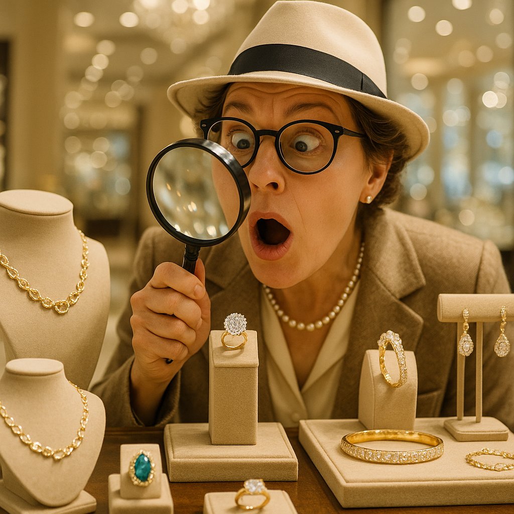 Collection of investment-grade jewelry including diamonds, rare gemstones, and luxury watches displayed at Robinson's Jewelers