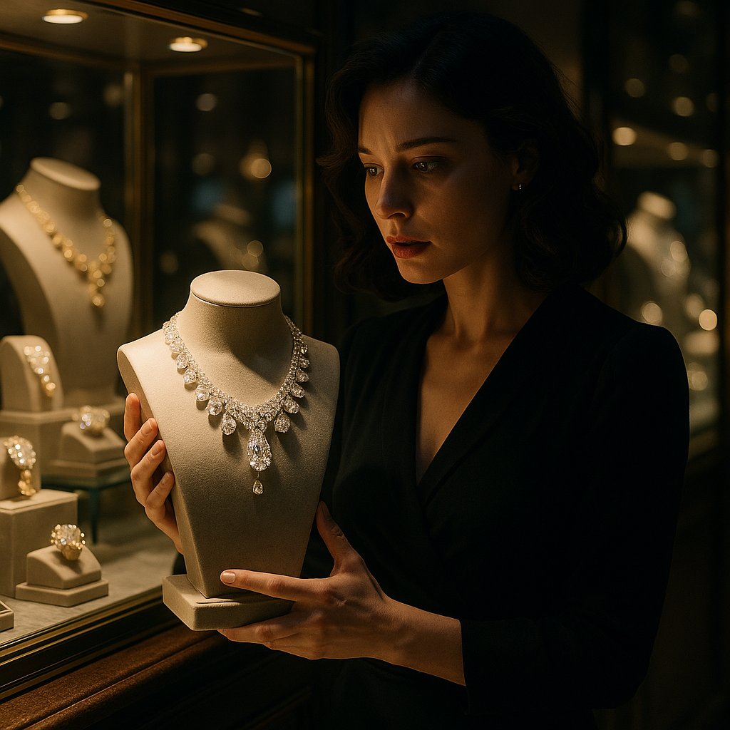 Mysterious antique jewelry pieces with dark background representing cursed gems and legends