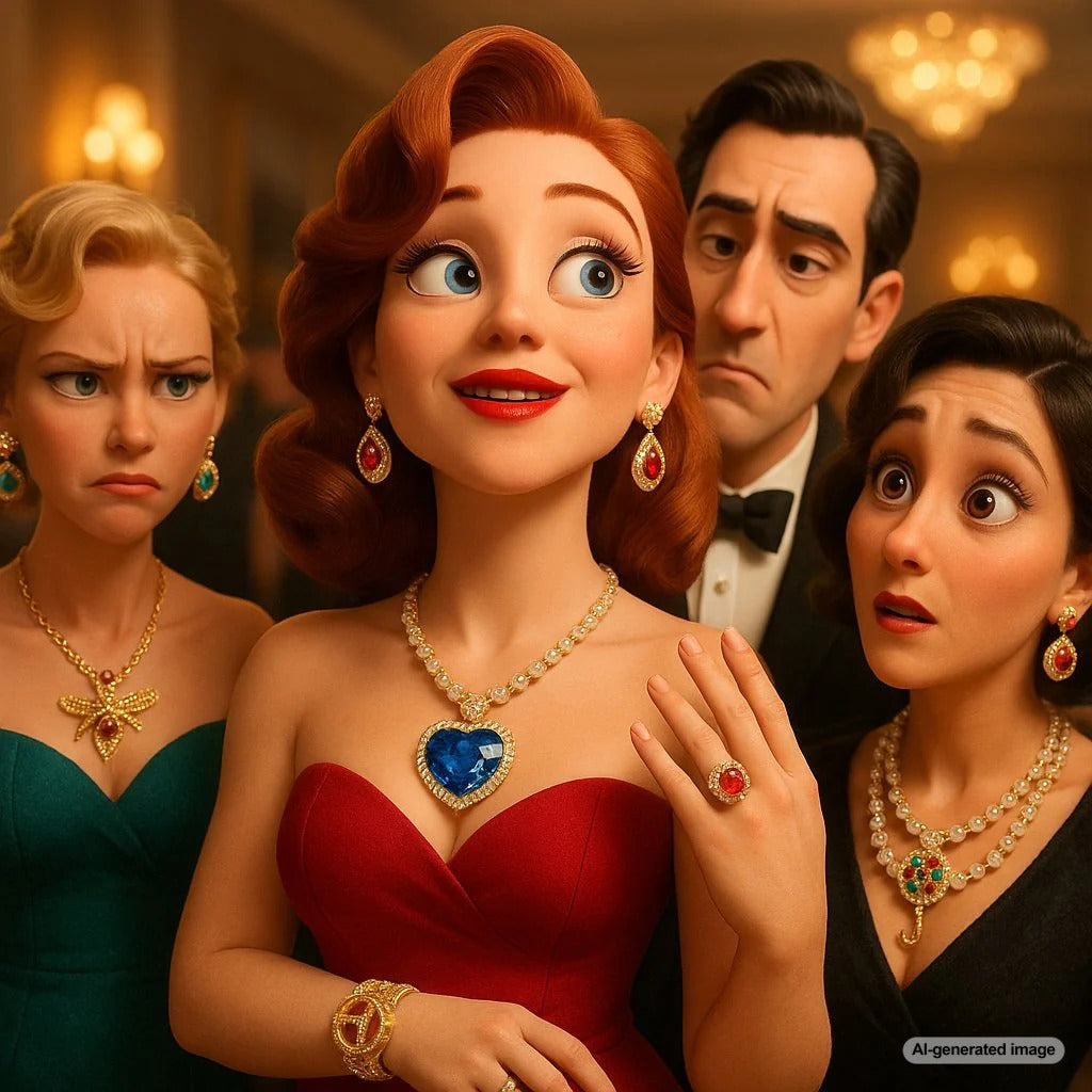 Iconic jewelry pieces inspired by cult classic films, including pearls, statement rings, and vintage watches