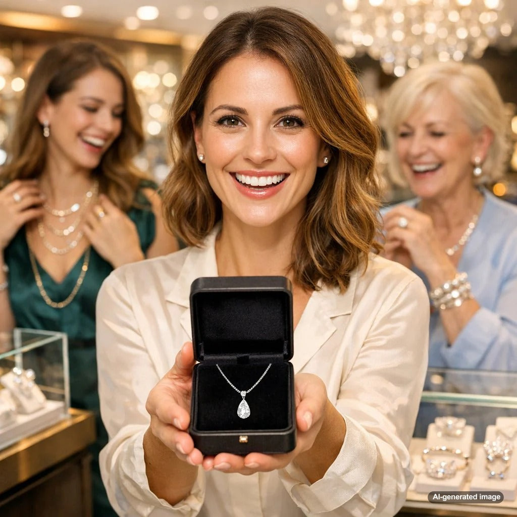 A collection of symbolic jewelry gifts for milestone birthdays, including a diamond tennis bracelet, a sapphire ring, and gold earrings, arranged on a soft pink surface.