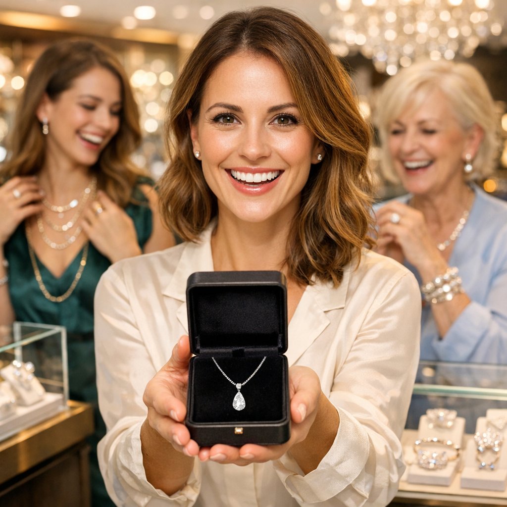 A collection of symbolic jewelry gifts for milestone birthdays, including a diamond tennis bracelet, a sapphire ring, and gold earrings, arranged on a soft pink surface.
