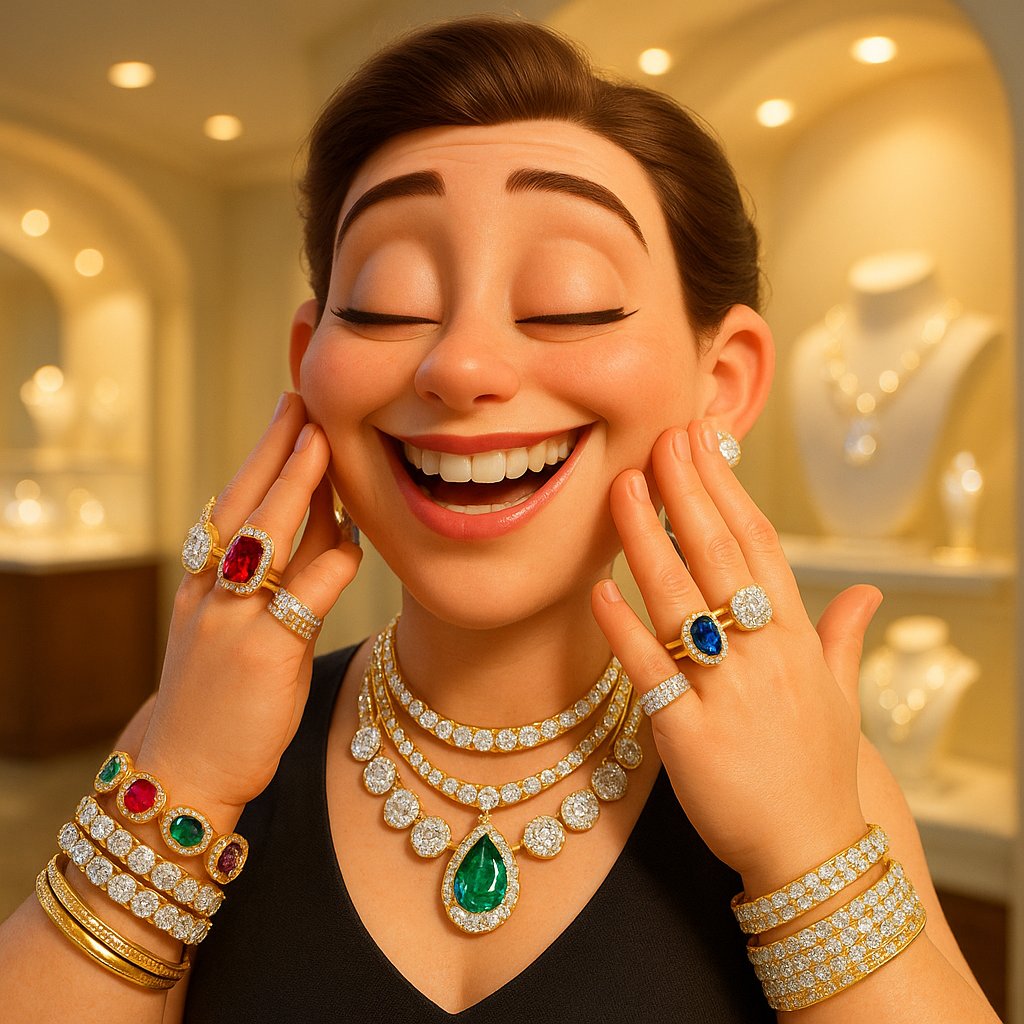 A curated collection of timeless investment jewelry pieces including diamond studs, a pearl necklace, and a tennis bracelet from Robinson's Jewelers