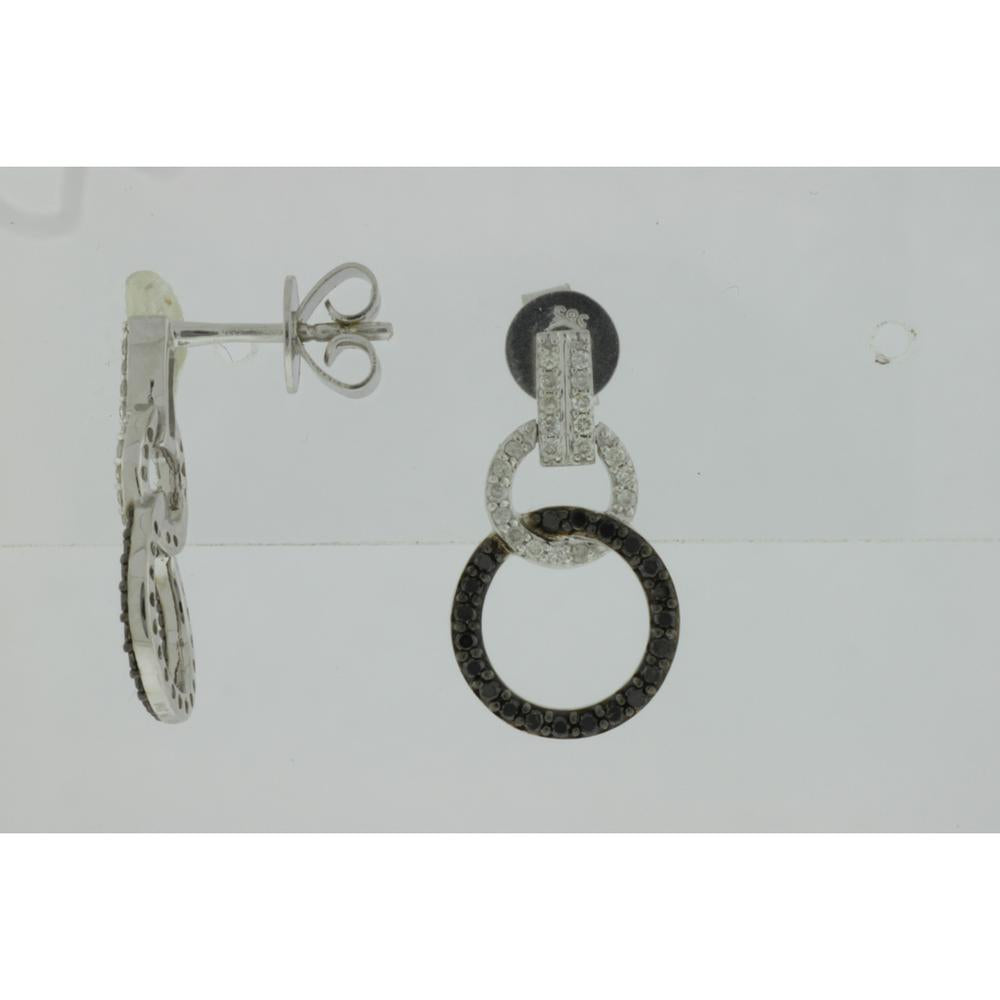 Luxe 14K White Gold Black and White Diamond Earrings - Elegant Statement Pieces