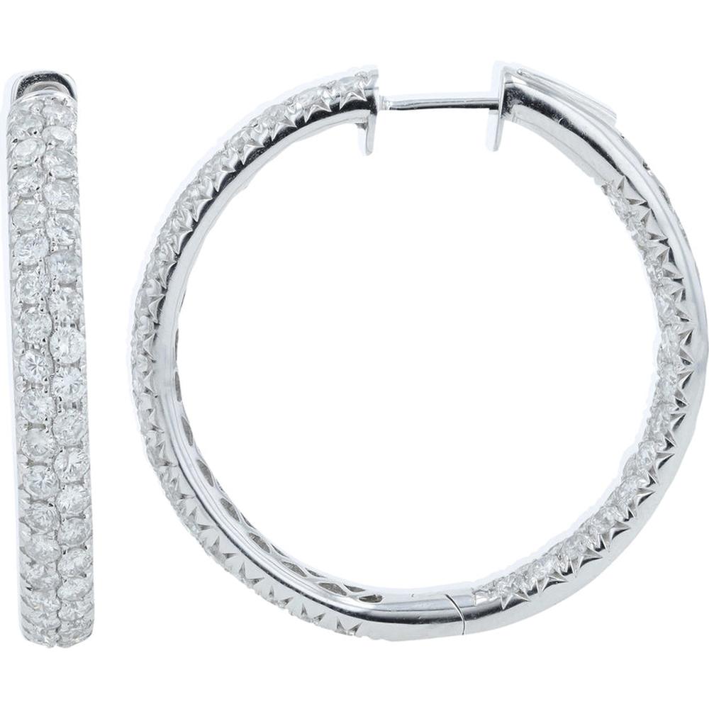 14K White Gold Diamond Pav&eacute; Hoop Earrings showcasing the brilliance of pav&eacute; setting.