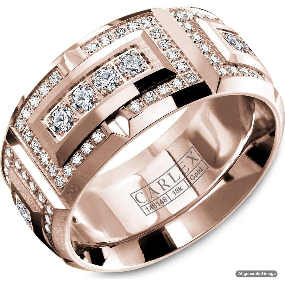 Elegant male wedding band with diamonds showcasing a sleek design and brilliant sparkle