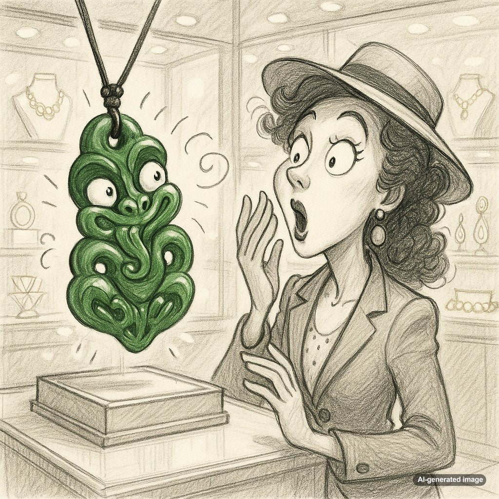 A beautifully carved Maori Pounamu greenstone pendant resting on moss, showcasing its deep green color and intricate symbolism.