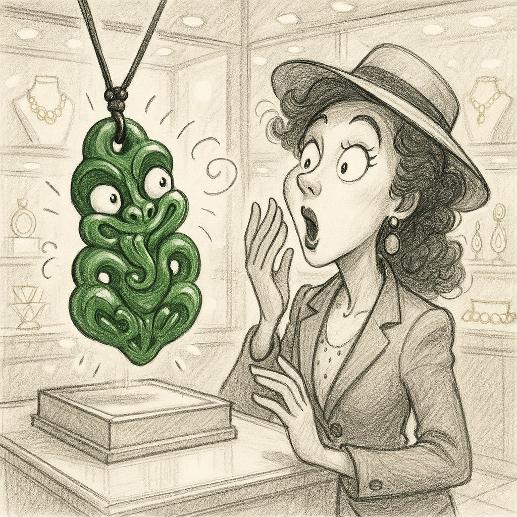 A beautifully carved Maori Pounamu greenstone pendant resting on moss, showcasing its deep green color and intricate symbolism.