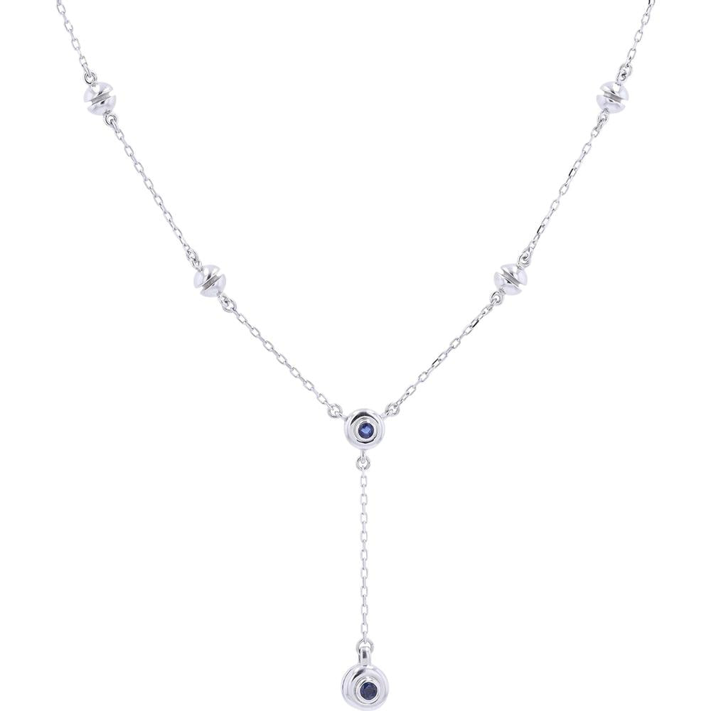 Mikimoto 18K White Gold Lariat Necklace with Sapphires