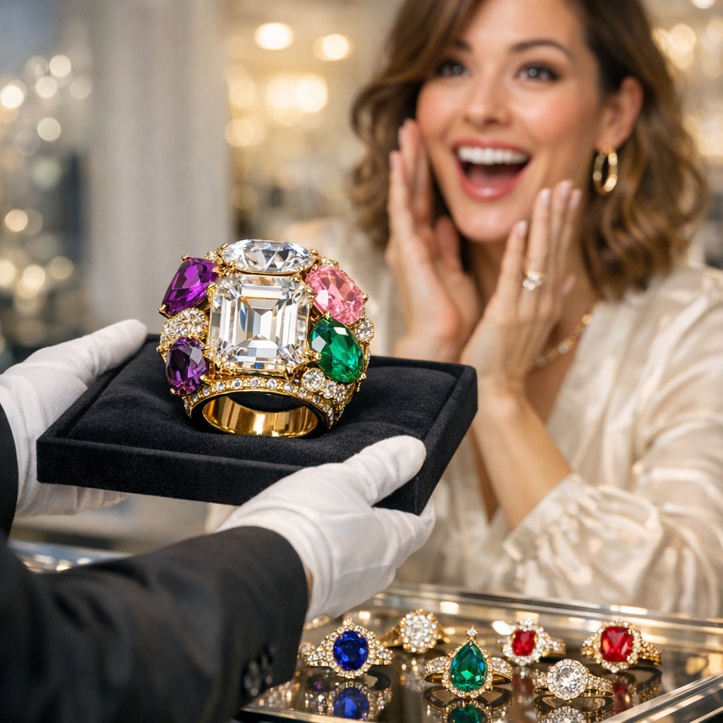 Mixed-cut gemstone ring combining brilliant, step, and rose cuts, showcasing unique sparkle and design from Robinson's Jewelers.