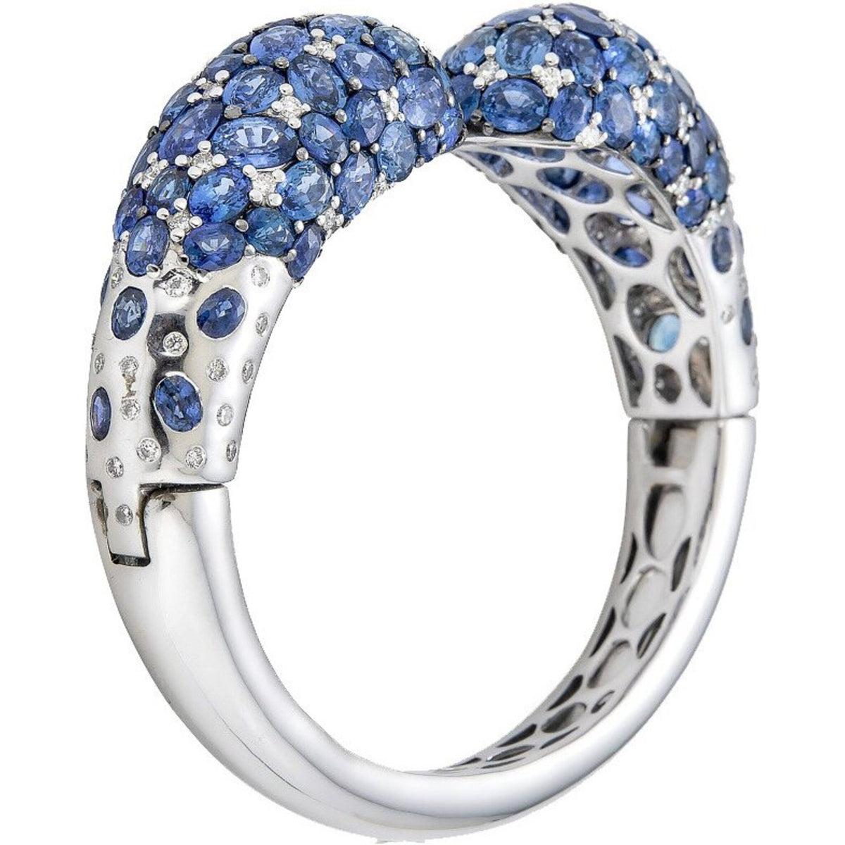 Elegant Piranesi Mosaique Open Bangle Bracelet in Blue Sapphire