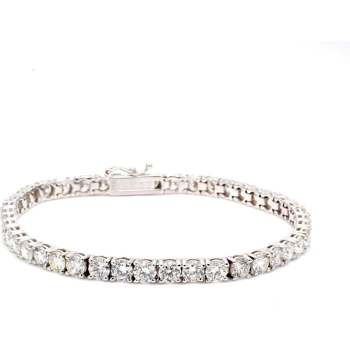 Ninacci 14K White Gold Tennis Bracelet with 5.05 Carats of Round Diamonds