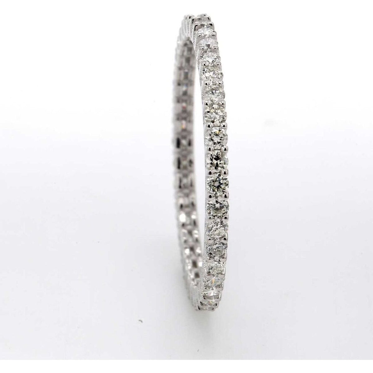Ninacci 14K White Gold Eternity Band with Shared Prong Set Round Diamonds - 0.57 Carat Total Diamond Weight - Size 6.0