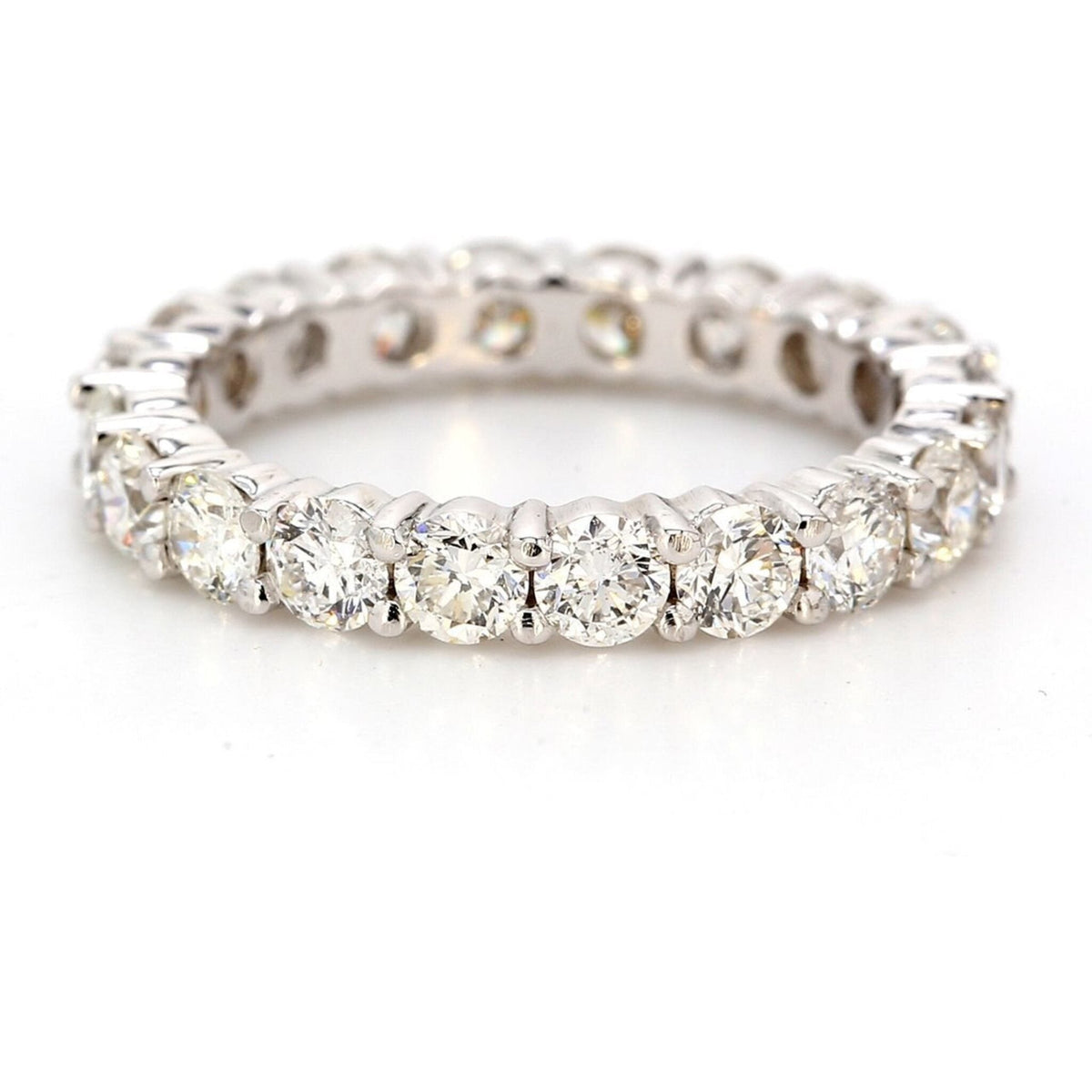 Ninacci 14K White Gold Eternity Band with Shared Prong Set Round Diamonds