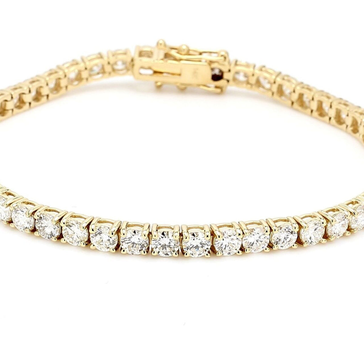 Ninacci 14K Yellow Gold 7" Tennis Bracelet with 48 Round Diamonds - 8.00 Carat Total Diamond Weight